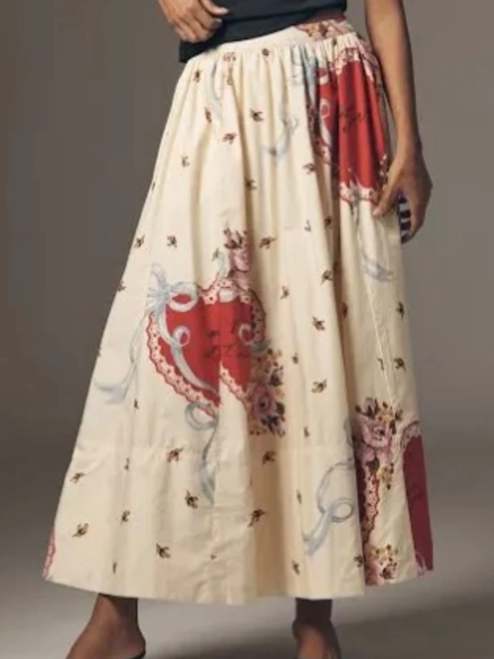 Maeve Jacie Maxi Skirt French Valentine 💕 Vintage Heart Motif HTF NWT 😍POCKETS😍 - Picture 2 of 4